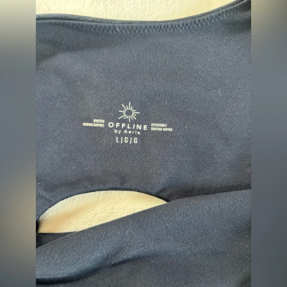 OFFLINE by Aerie The Hugger Crackle Metallic Sports Bra Navy Blue Large